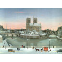 ミッシェル・ドラクロワ「The Apse of Notre-Dame in Winter」セリグラフ+セリグラフ