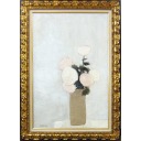 ベルナール・カトラン「白い背景の花」油彩F30号
