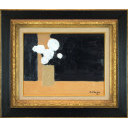 ベルナール・カトラン「黒い背景の白い花」油彩F4号