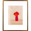 ベルナール・カトラン「Red bouquet in a red vase(大)」リトグラフ