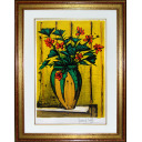 ベルナール・ビュッフェ「花と陶磁器の花瓶」リトグラフ
