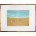 小野竹喬「浪の間や小貝にまじる萩の塵」木版画