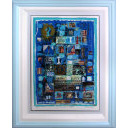 ニッサン・インゲル「青いモザイク」ミクストメディア38.5 × 58.0 cm