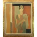アンドレ・ミノー「鏡を持つ女性」油彩+油彩