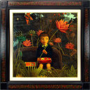 渡部満「花狩り・ルソーの森で」油彩+油彩10号スクエア
