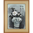 穐月明「白椿」日本画+日本画52.0 × 37.0 cm