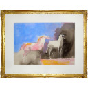 ポール・ギヤマン「二頭の馬」水彩+水彩