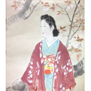伊東深水「桜」日本画+掛軸色紙