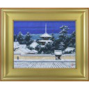 村田林藏「雪の斑鳩（法起寺）」日本画
