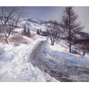 黒澤信男「雪の道」油彩