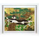 鈴木強「笑うネコ」日本画
