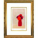 ベルナール・カトラン「赤い花瓶の小さな赤い花束」リトグラフ