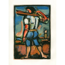 ジョルジュ・ルオー「処刑を手伝う男(十字架の木材を運ぶ)」アクアチント