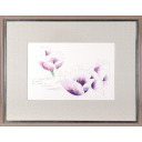 玉村豊男「白と紫のケシの花」水彩20.0 × 31.0 cm