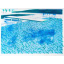 デイヴィッド・ホックニー「Lithograph of Water Made of Lines with Two Light Blue Washes」リトグラフ+リトグラフ