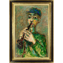 ポール・アイズピリ「笛を吹く少年」油彩