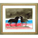 ポール・ギヤマン「湖の2頭の馬」水彩+水彩52.0 × 60.0 cm