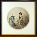 ルイ・イカール「青いオウム」銅版画+銅版画