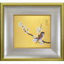 郷倉和子「白梅と雀」日本画