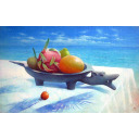 福井良佑「トロピカルフルーツ」油彩+油彩33.6 × 53.0 cm