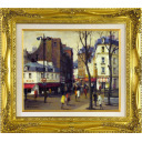 内田晃「パリの街角」油彩