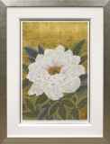 小倉遊亀／咲く（呉須赤絵鉢に白牡丹）木版画プラチナ箔81/280額装 お手頃価格 小倉遊亀／咲く（呉須赤絵鉢に白牡丹）木版画
