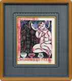 ✤リモージュ額入り銅版画✤「ふたりの裸婦」✤ 女性作品（女性・裸婦・子供・恋人・秋・雪・船・能楽・宗教画を
