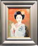 中尾淳 和装女性 日本画 金箔背景 Yahoo!オークション - 【真作】【WISH】中尾淳「舞妓」日本画 約