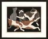 斎藤清 MOTHER LOVE 動物画 猫 母子愛 木版画 版画 絵画 真作保証 斎藤清 MOTHER LOVE 動物画 猫 母子愛 木版画 版画 絵画 真作保証