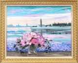 希少　ミッシェル・アンリ　【ミモザのあるヨットポート＞】　リトグラフ　直サイン有 花作品 :: 絵画買取・販売 - シバヤマ