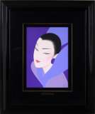 鶴田一郎「紫のスカーフ」ボードにアクリル6号