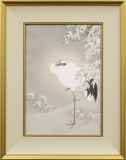 昭和レトロ 上村松篁 丹頂 右 鶴 冬景色 複製画 ポスター 日本画 絵画 美術 上村松篁「丹頂」シルクスクリーン版画 絵画買取・販売の小竹美術