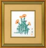 山下清「金せん花」ペン画色紙