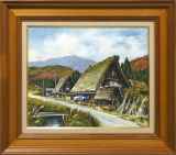 【値下げ】林喜市郎 作「峠の里」オリジナル リトグラフ書画　美術品　版画　古民家 古民家作品（古民家を描いた作品） :: 絵画買取・販売 - シバヤマ