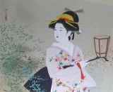 伊東深水「雪洞」木版画