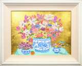 レスリー・セイヤー「Bouquet in Blue Meissen」油彩45.7 × 61.0 cm