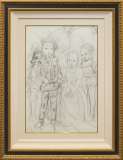 藤田嗣治「アルルカンとコロンビーヌ」鉛筆デッサン54.0 × 38.1 cm