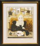 藤田嗣治「カフェ」リトグラフ60.0×50.0cm