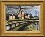 ベルナール・ビュッフェ「運河に浮かぶペニッシュ」ドライポイント