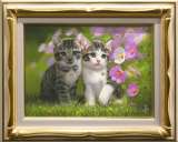 長岡卓「庭の仔猫」油彩 4号 :: 絵画買取・販売 - シバヤマ