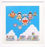村上隆「藤子・F・不二雄先生とドラえもんがお花畑に居る」シルク