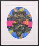 小松美羽「狛犬様と共に」スクリーンプリント45.5 × 37.7 cm
