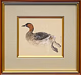 小茂田青樹「水鳥」日本画22.8 × 25.4 cm