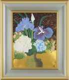 小倉遊亀「『花三題』より 花三題・瓶花」木版画