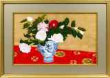 小倉遊亀「椿」木版画+純金箔