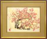 前田青邨、【紅白梅】、希少画集画より、状態良好、新品高級額装付 前田青邨、【紅白梅】、希少画集画より、状態良好、新品高級額装