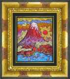 古川睦 初春の富士 富士山 世界遺産 共シール 共箱 幅85cm 真作 富士山作品 :: 絵画買取・販売 - シバヤマ