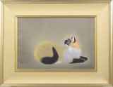 加山又造「若い猫」木版画