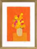 ベルナール・カトラン オレンジ 薔薇 額縁 インテリア Amazon.co.jp: 赤い花をモチーフにした絵画 額入りポスター