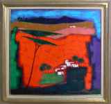 ロジェ・ボナフェ「一本松のある風景」油彩70.0 × 70.0 cm